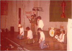 Members of UP IE Club performing during the Engineering Smoker's Night in the early 1980s.